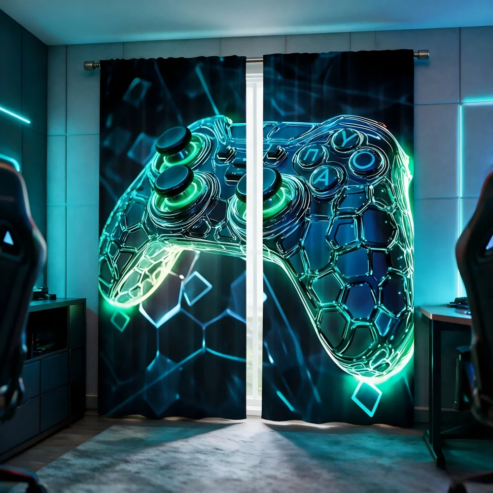 ستائر مطبوعة رقميًا من قطعتين، - مراجعة Esports Gaming Youtube وسعره