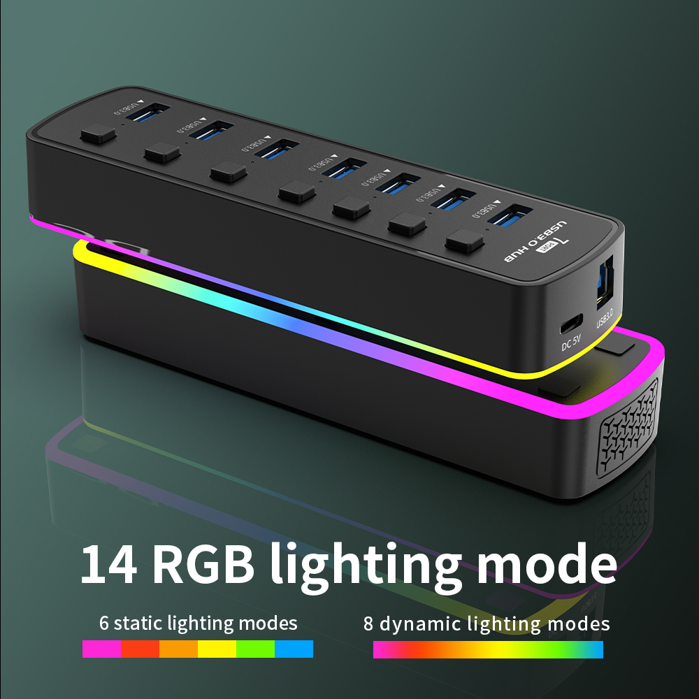 RGB USB 3.0 Hub 7 منافذ محول م - مراجعة Esports Gaming Splitter وسعره