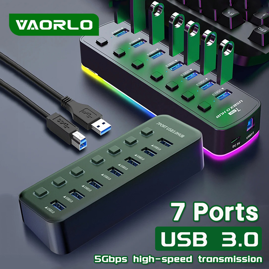RGB USB 3.0 Hub 7 منافذ محول م - مراجعة Esports Gaming Splitter وسعره